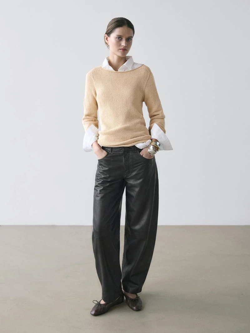 Брюки из овечьей кожи в стиле balloon fit