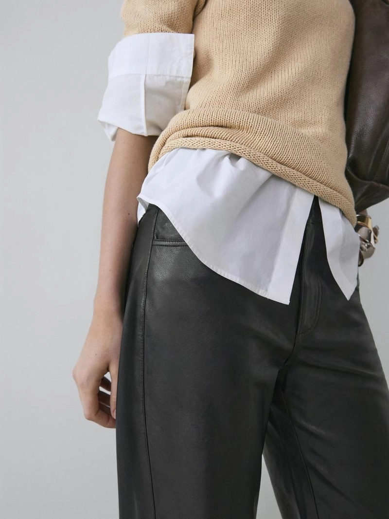 Брюки из овечьей кожи в стиле balloon fit