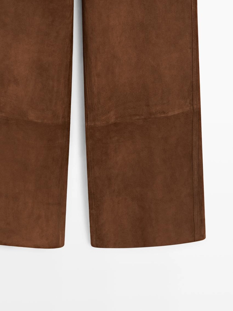 Замшевые широкие брюки с карманами