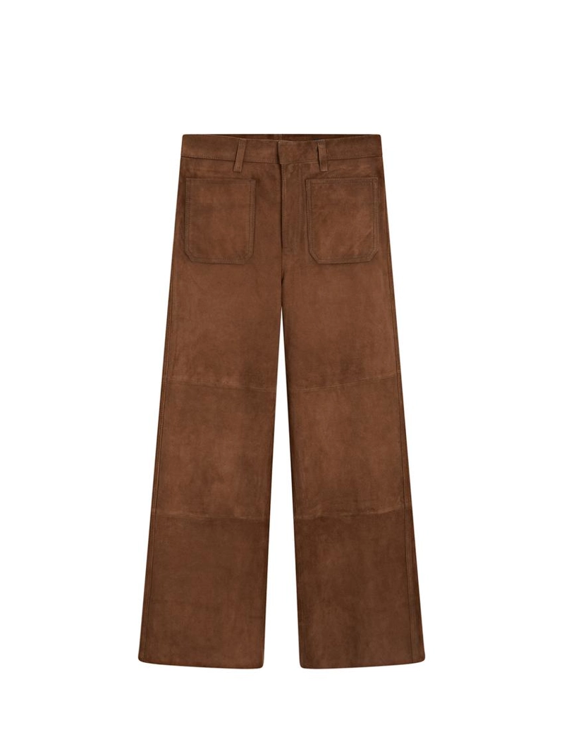 Замшевые широкие брюки с карманами