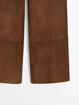 Замшевые широкие брюки с карманами- Заказать в России