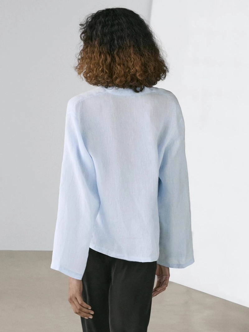 Рубашка с длинным рукавом из 100% льна