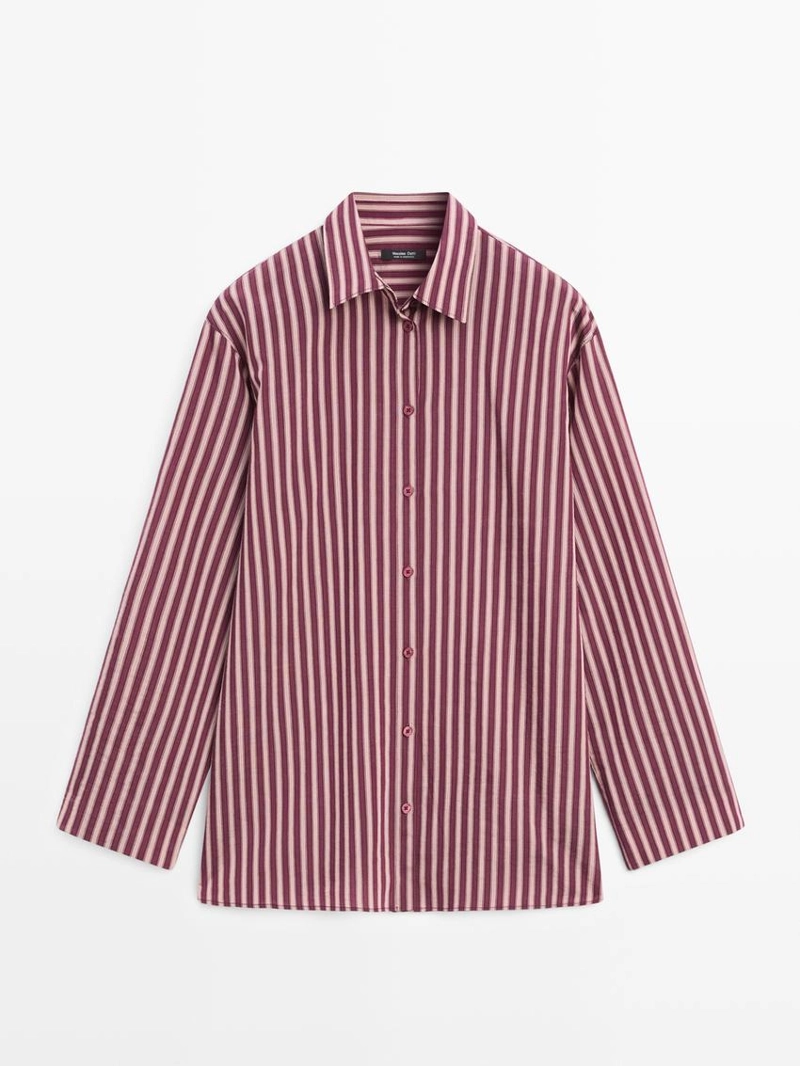 Рубашка из текстиля с полосатыми деталями