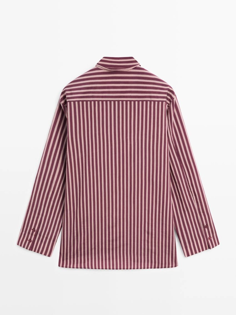 Рубашка из текстиля с полосатыми деталями