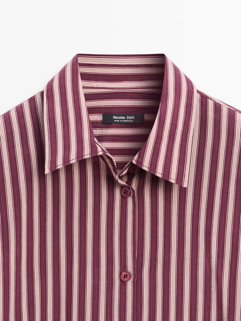 Рубашка из текстиля с полосатыми деталями