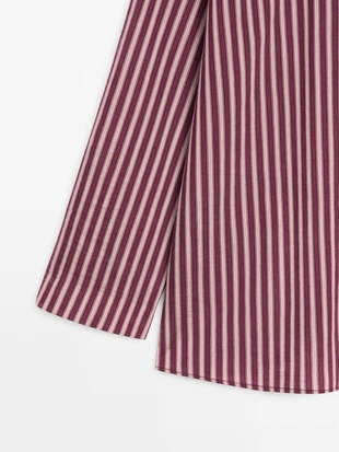 Рубашка из текстиля с полосатыми деталями- Заказать в России