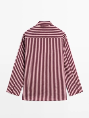 Рубашка из текстиля с полосатыми деталями- Заказать в России