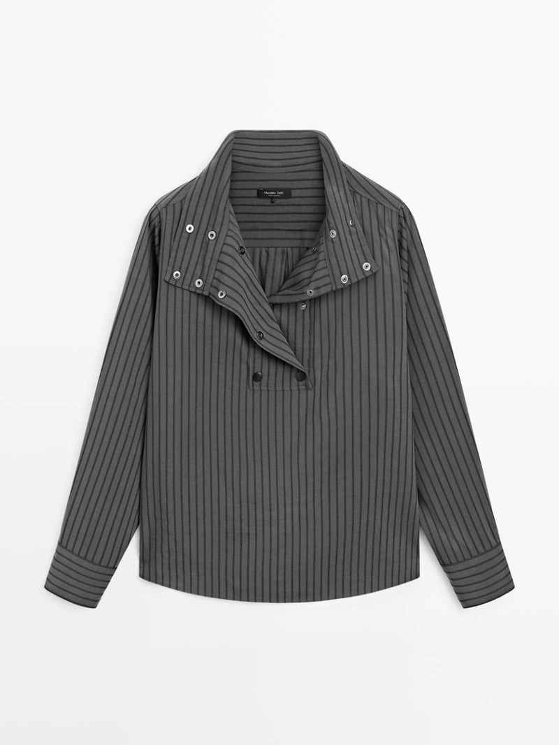 Рубашка в полоску с воротником