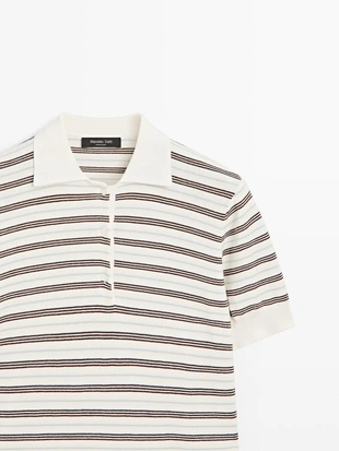 CREAM|6280/305 - Massimo Dutti Поло с короткими рукавами из вязаного трикотажа в полоску