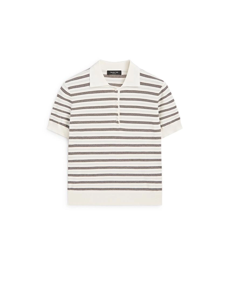 Поло с короткими рукавами из вязаного трикотажа в полоску