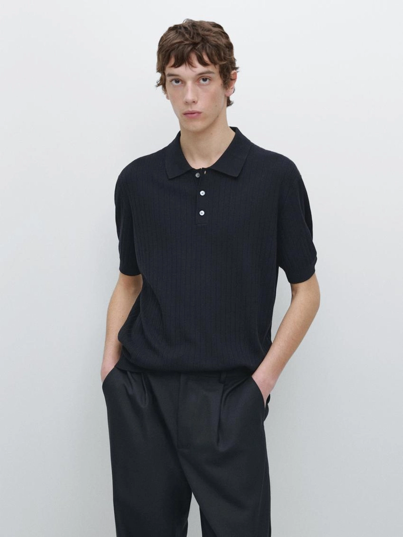 Водолазка-поло из хлопкового трикотажа