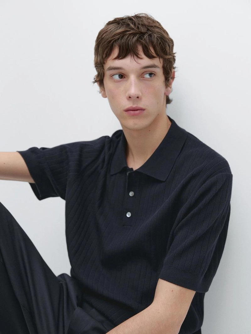 Водолазка-поло из хлопкового трикотажа