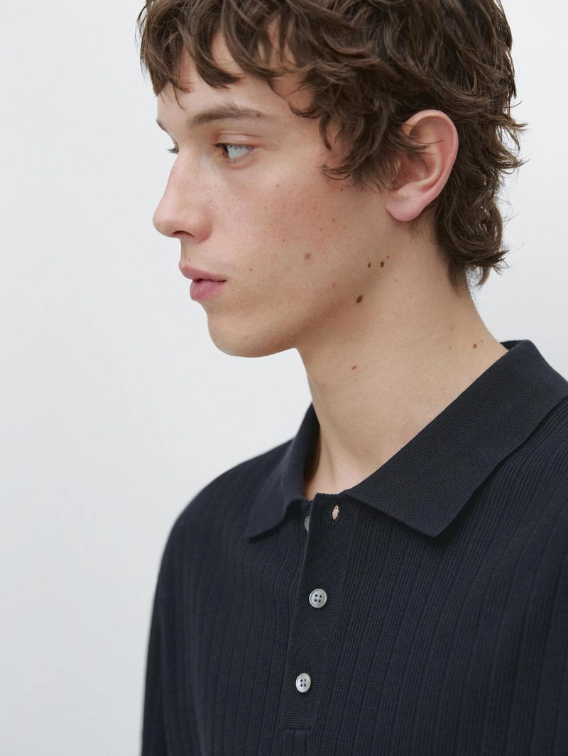 Водолазка-поло из хлопкового трикотажа