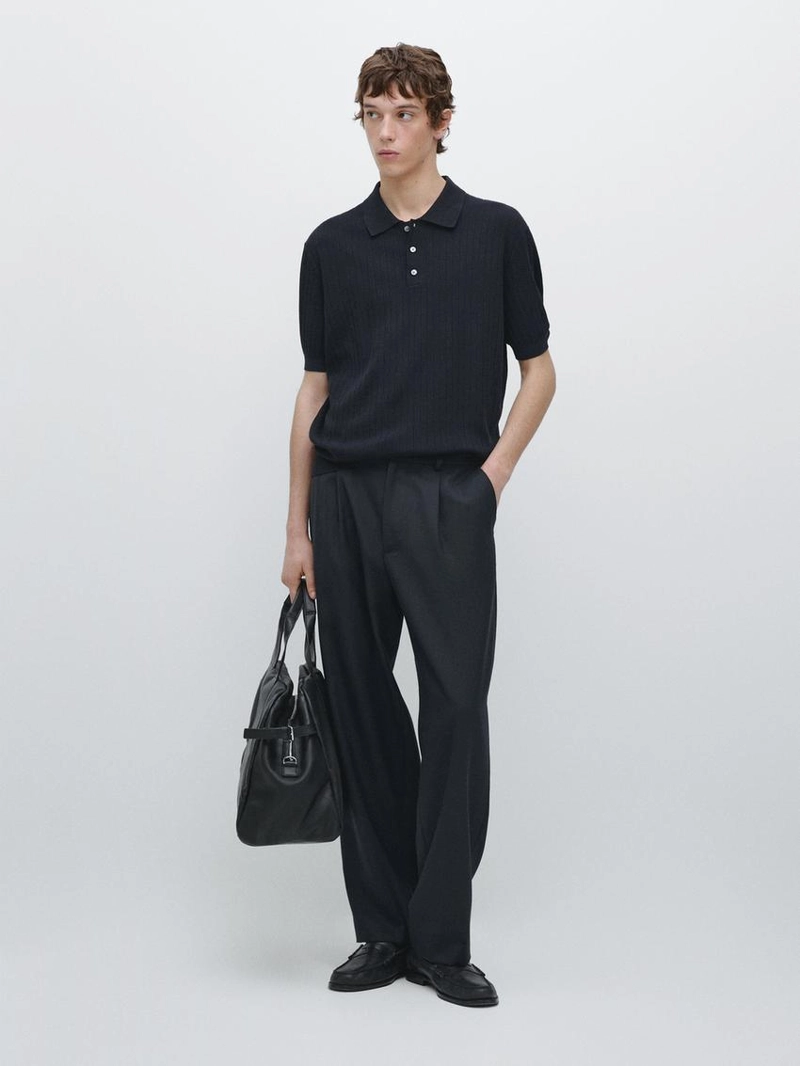 Водолазка-поло из хлопкового трикотажа