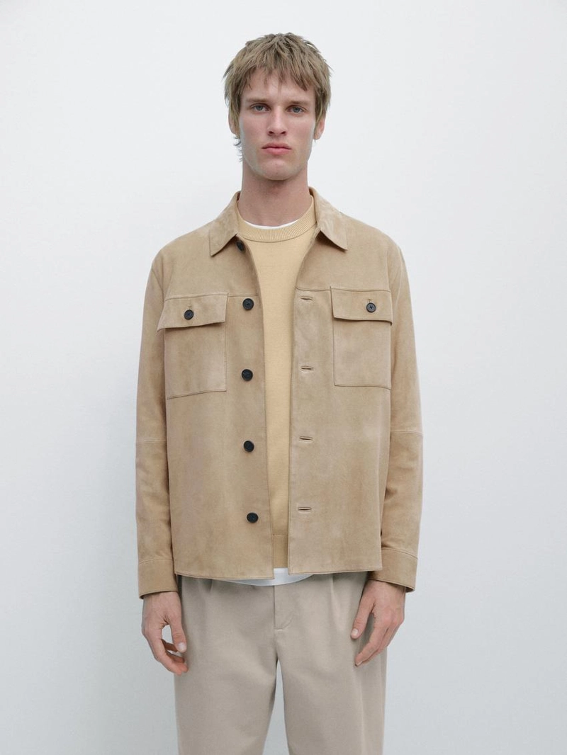 Замшевая рубашка-китель