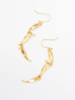 Серьги-гвоздики с листьями- Заказать в России