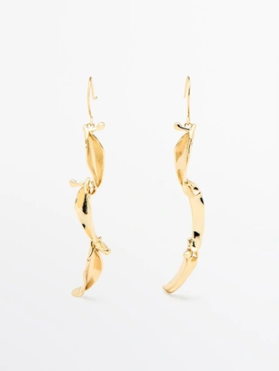 Серьги-гвоздики с листьями- Заказать в России