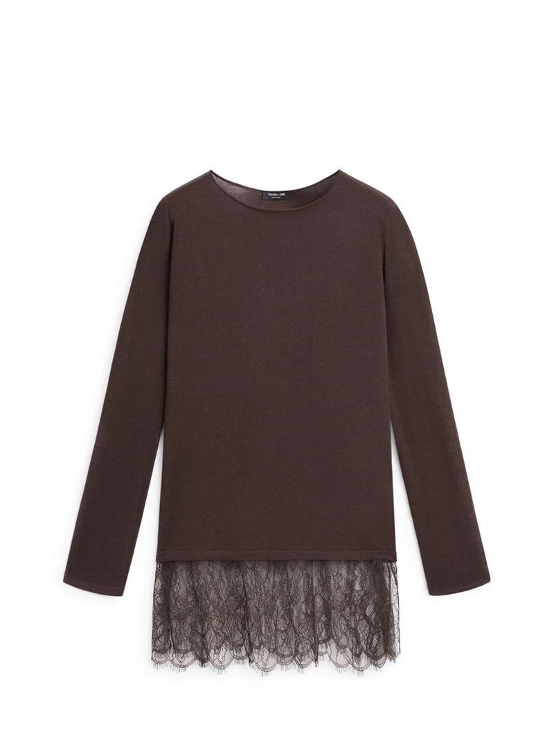 Футболка с длинным рукавом и кружевными деталями