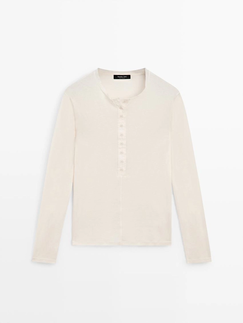 Футболка из хлопка с пуговицами