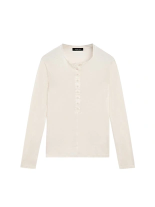 Футболка из хлопка с пуговицами- Заказать в России