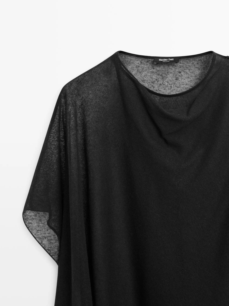 Футболка с перекрестным воротником из льняно-хлопковой ткани