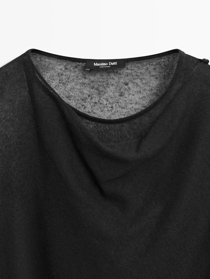 Футболка с перекрестным воротником из льняно-хлопковой ткани