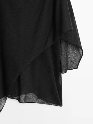 Футболка с перекрестным воротником из льняно-хлопковой ткани- Заказать в России