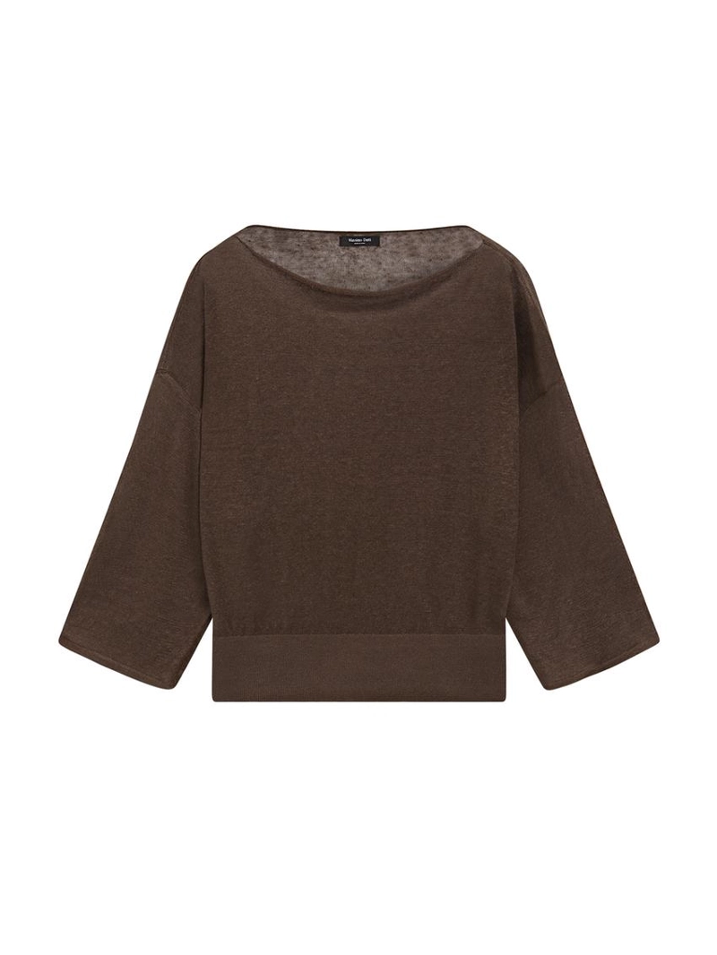 Футболка из льна с лодочным вырезом