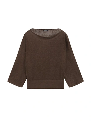 Футболка из льна с лодочным вырезом- Заказать в России