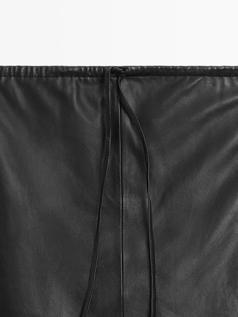 Юбка миди из натуральной кожи наппа