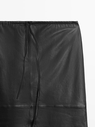 Юбка миди из натуральной кожи наппа- Заказать в России