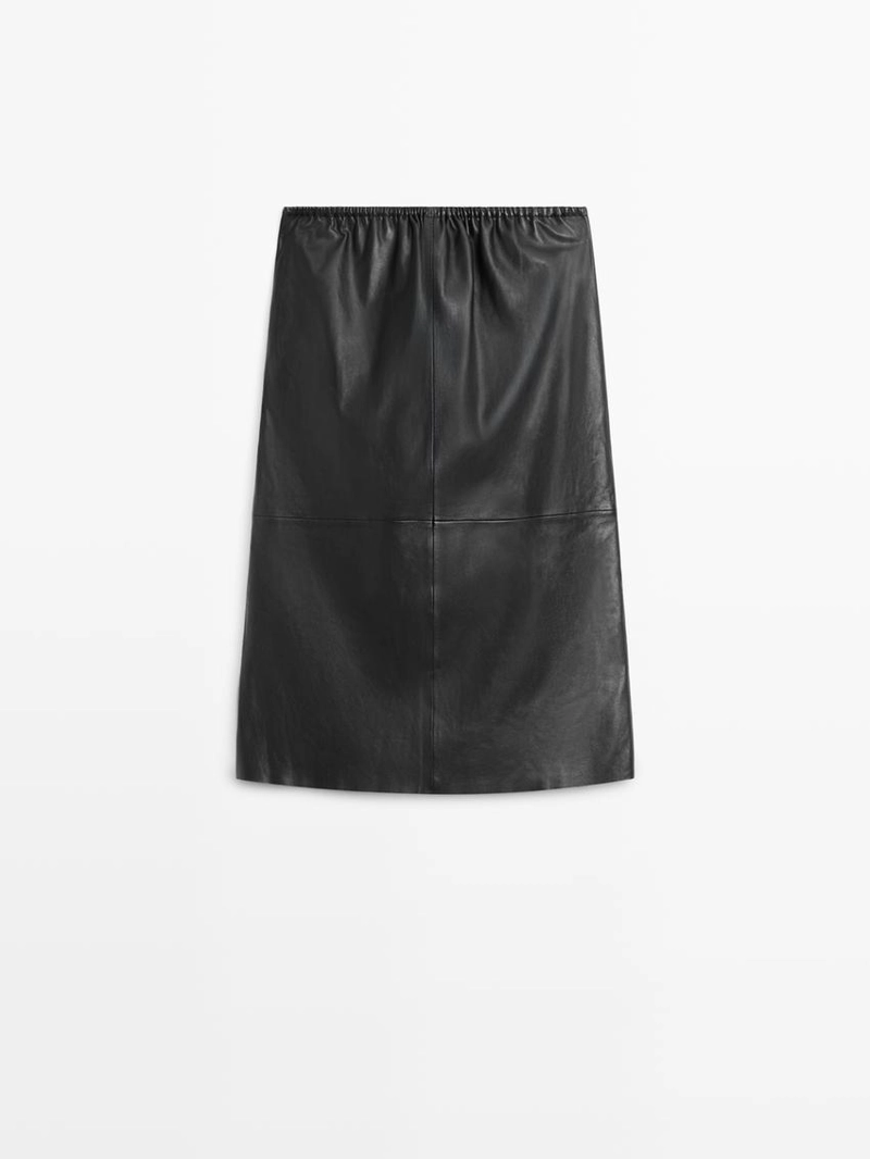 Юбка миди из натуральной кожи наппа