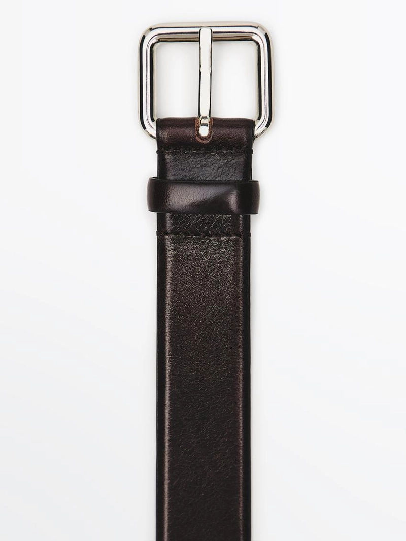 Кожанный ремень с квадратной пряжкой