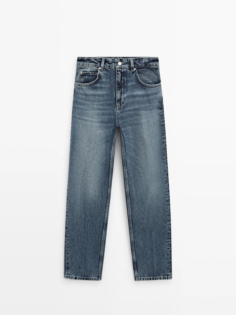 Джинсы с завышенной талией и свободным кроем