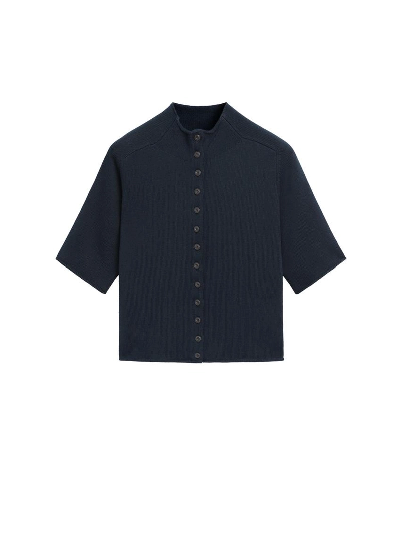 Кардиган из смесового трикотажа с короткими рукавами до локтя