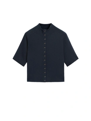 Кардиган из смесового трикотажа с короткими рукавами до локтя- Заказать в России