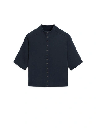 Кардиган из смесового трикотажа с короткими рукавами до локтя- Заказать в России