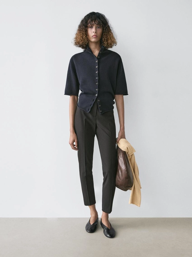 Кардиган из смесового трикотажа с короткими рукавами до локтя