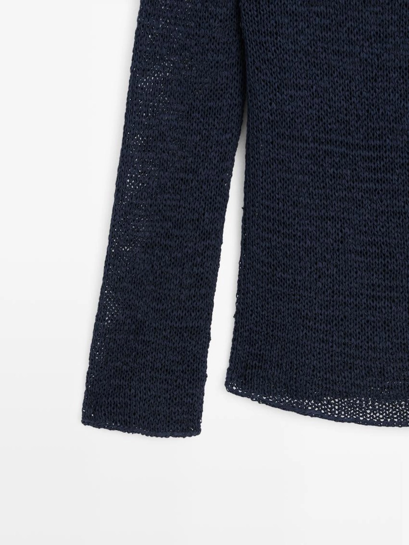 Вязанный свитер из хлопкового смесового волокна с лодочным вырезом