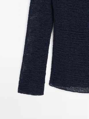 Вязанный свитер из хлопкового смесового волокна с лодочным вырезом- Заказать в России