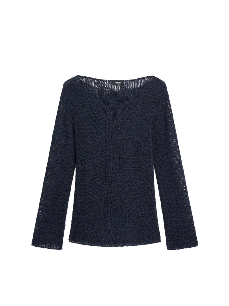 Вязанный свитер из хлопкового смесового волокна с лодочным вырезом