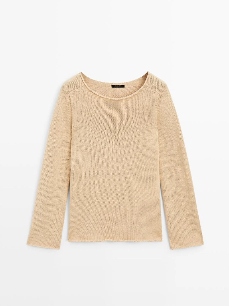 Джемпер из хлопкового смесового вязания