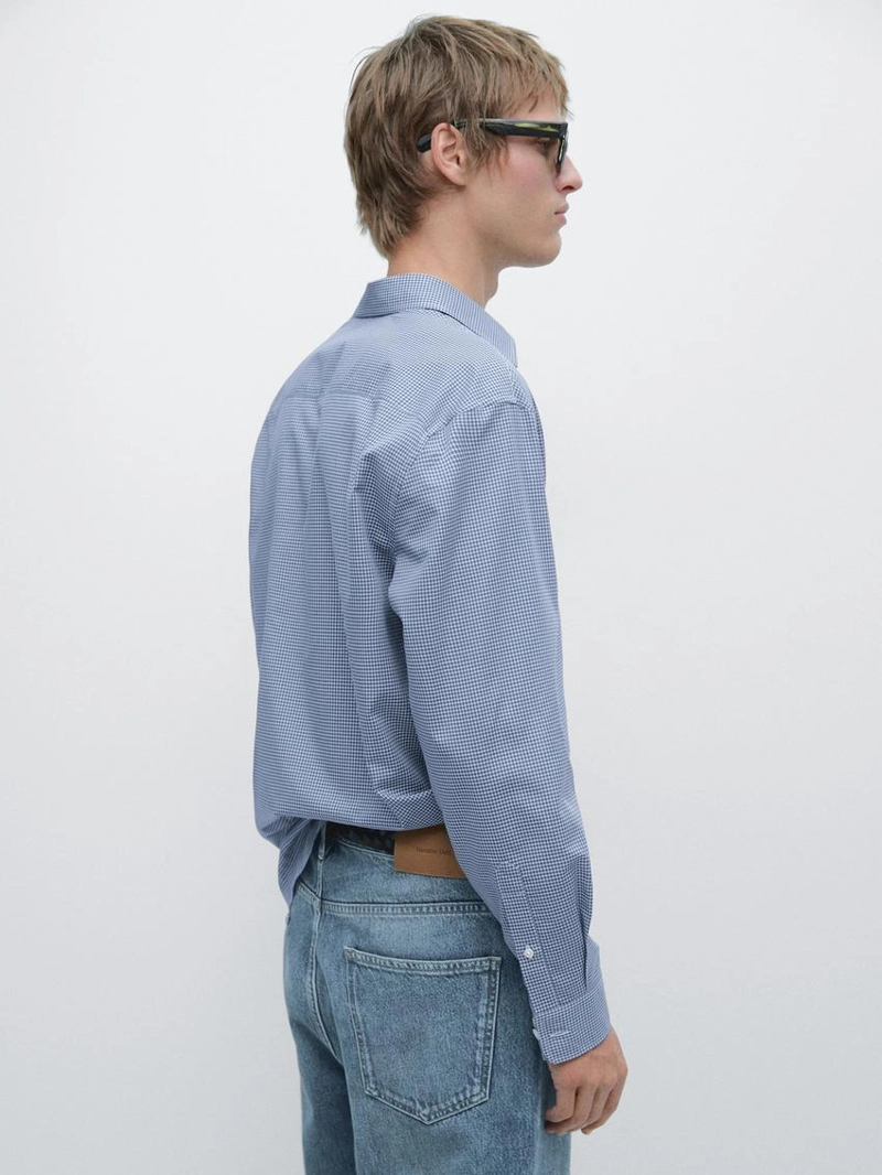 Рубашка regular fit в клетку из 100% хлопка