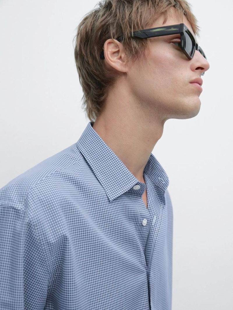 Рубашка regular fit в клетку из 100% хлопка