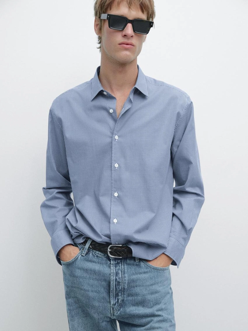 Рубашка regular fit в клетку из 100% хлопка
