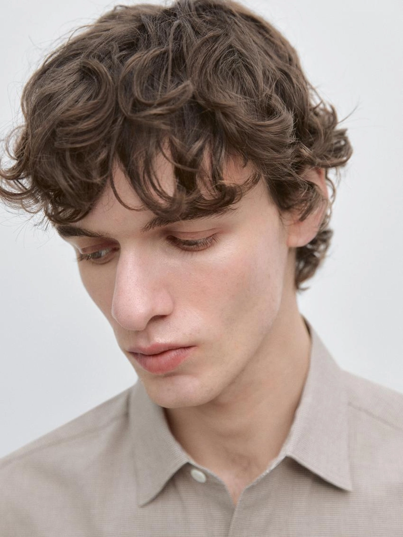 Рубашка из хлопкового смесового материала в клетку