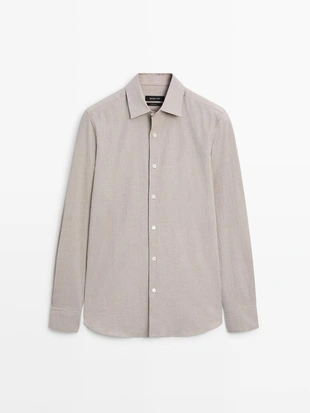 Рубашка из хлопкового смесового материала в клетку- Заказать в России