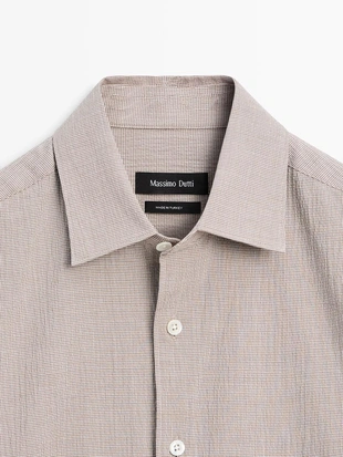 Рубашка из хлопкового смесового материала в клетку- Заказать в России