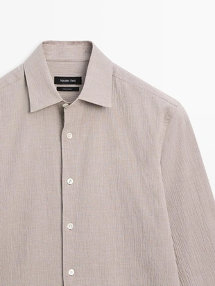 Рубашка из хлопкового смесового материала в клетку- Заказать в России