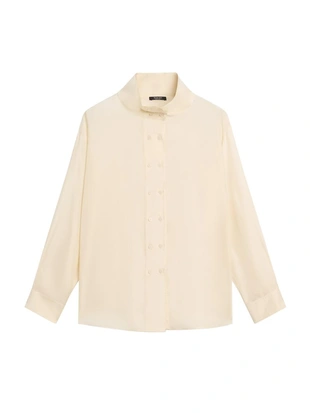 Блузка из шелка с деталями на пуговицах- Заказать в России